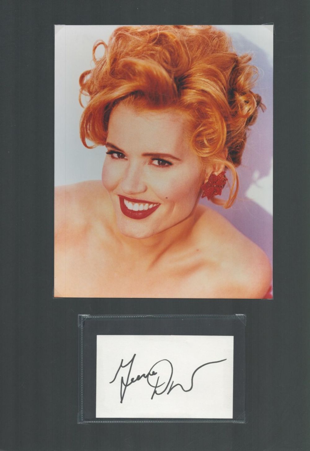 Lot 106: Actor, Geena Davis matted signature piece, overall size...