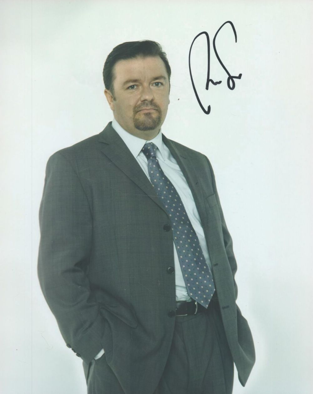 Lot 154: Comedian, Ricky Gervais signed 10x8 colour photograph. Gervais...