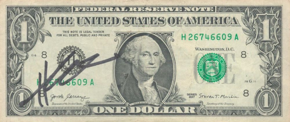 Lot 181: Actor, Henry Winkler signed One Dollar Bill. Winkler...