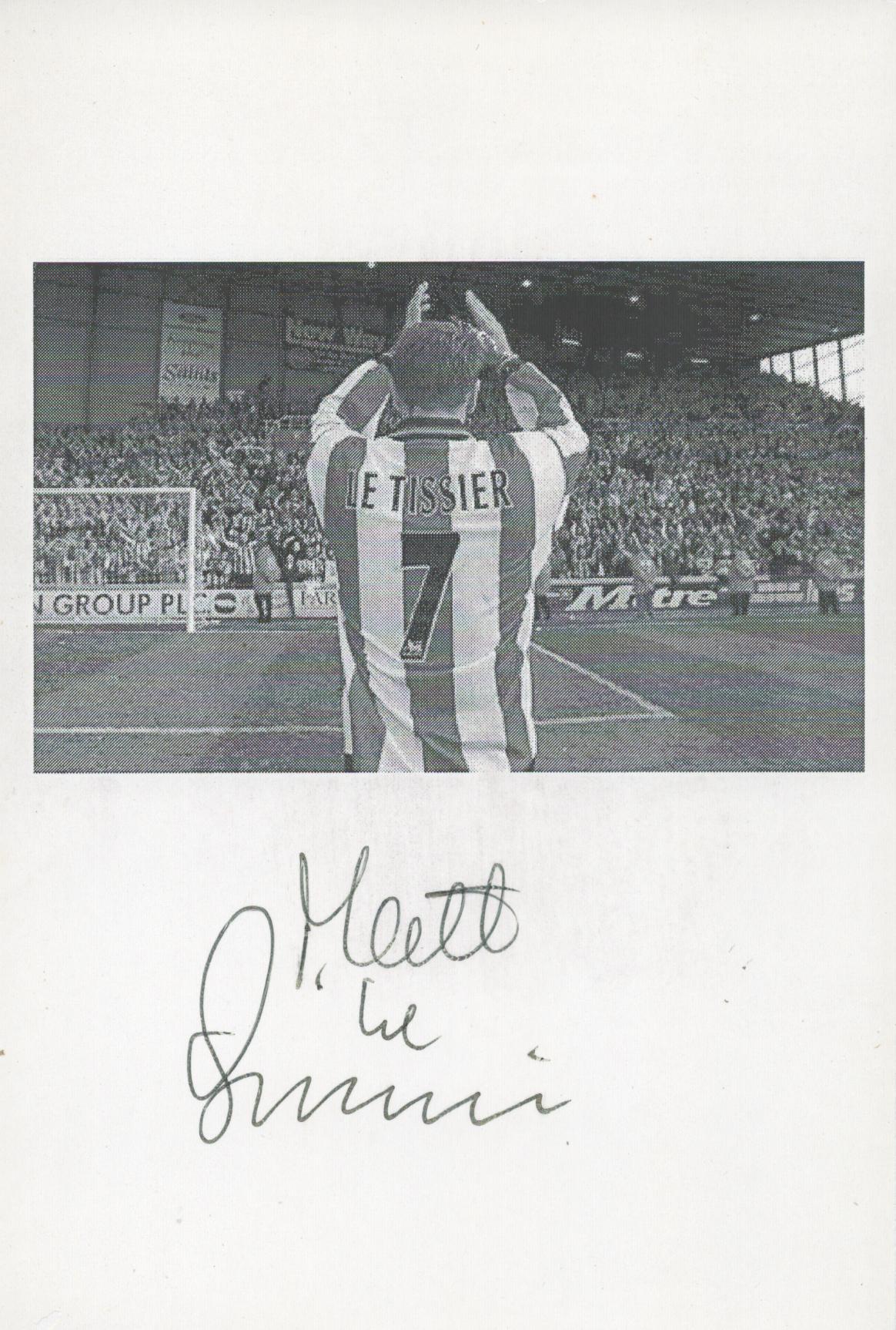 Matt le Tissier Signed 6X4 Black and white photo