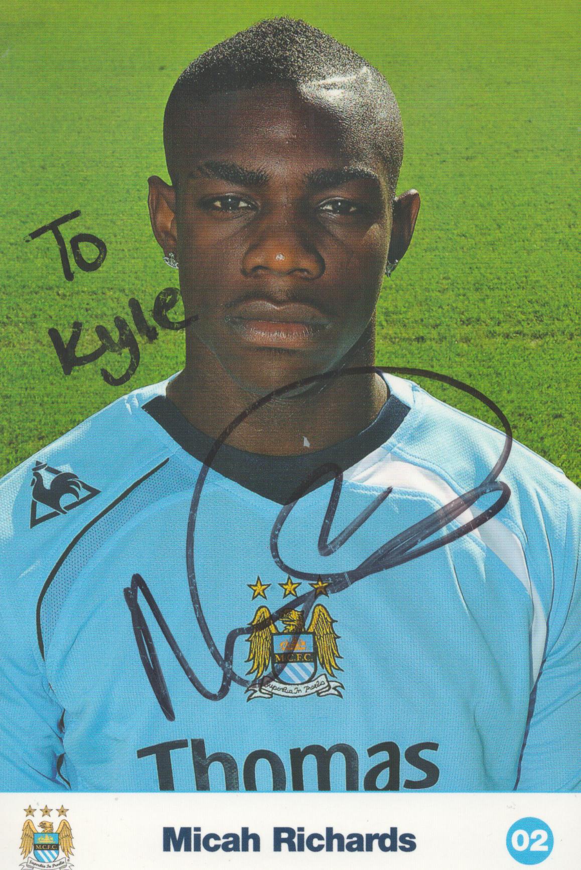Micah Richards signed 6x4 colour photo dedicated