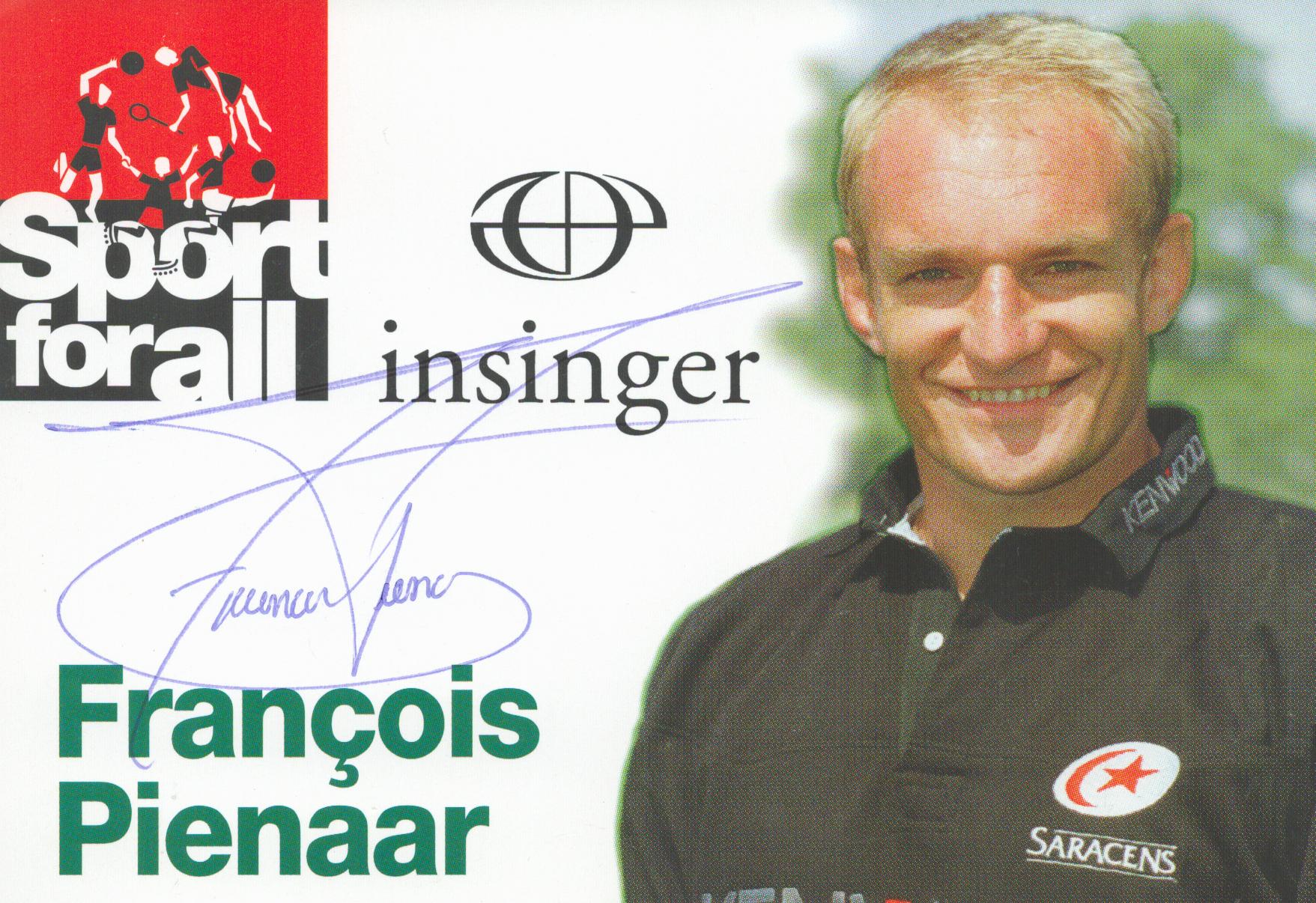 Francois Pienaar signed 6X4 colour photo