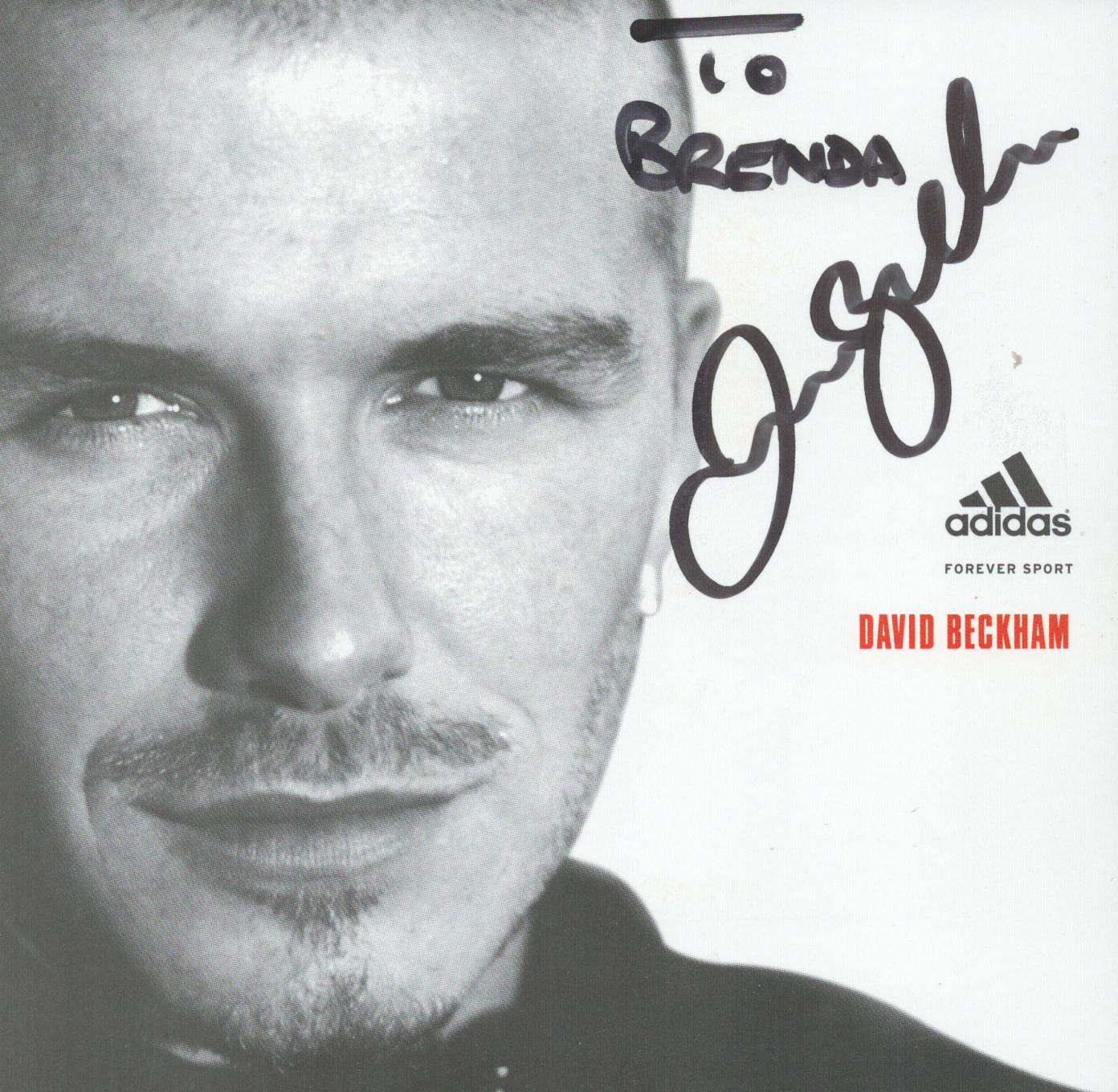 David Beckham signed 4X4 black and white promo photo