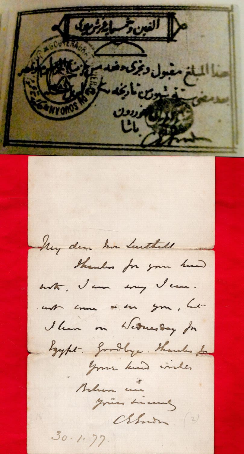 Lot 33: Major-General Charles George Gordon ALS dated 30. 1....