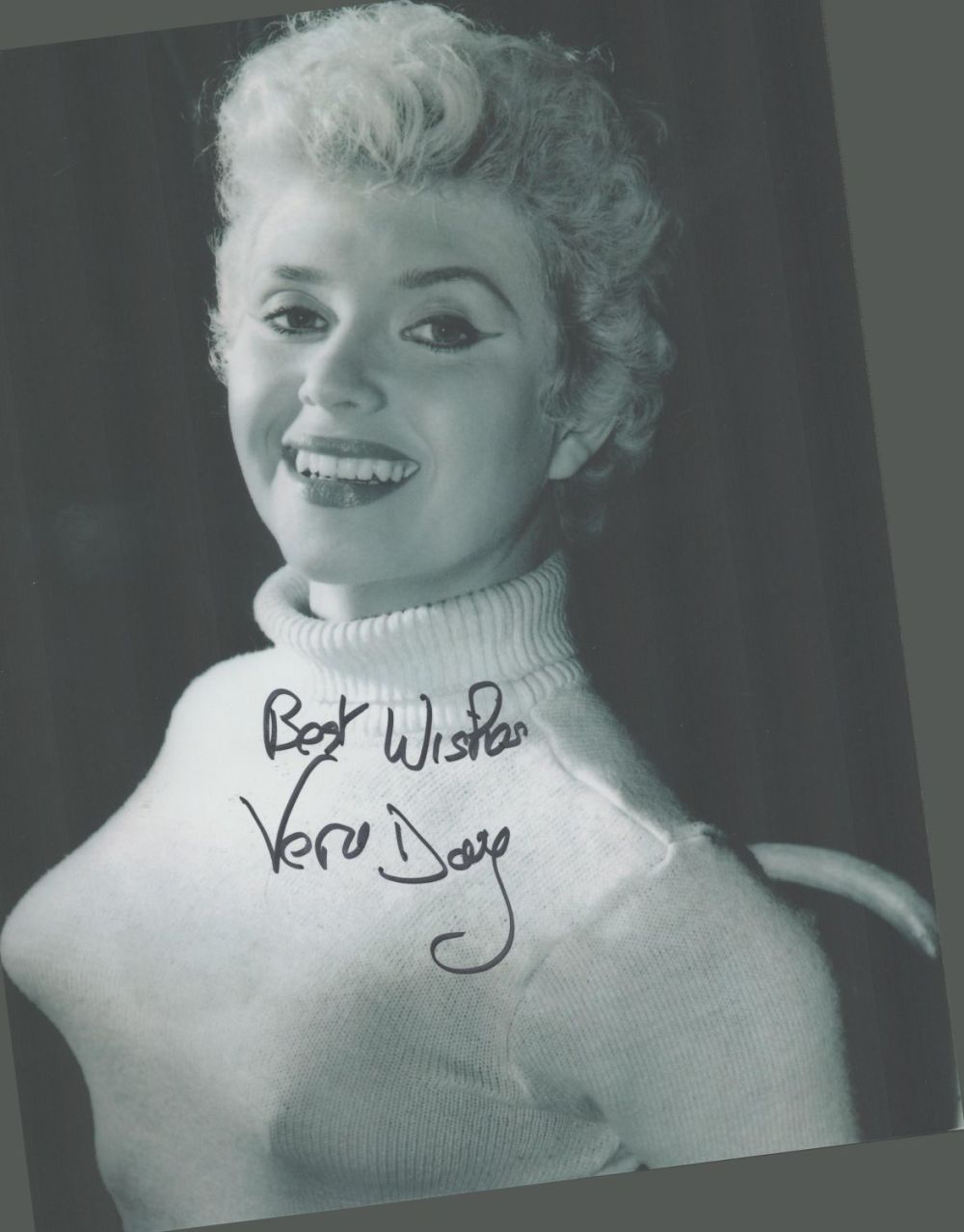 Lot 58: Vera Day signed 10x8 black and white photo....