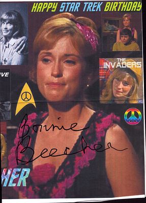 Bonnie Beecher signed star trek colour magazine photo .