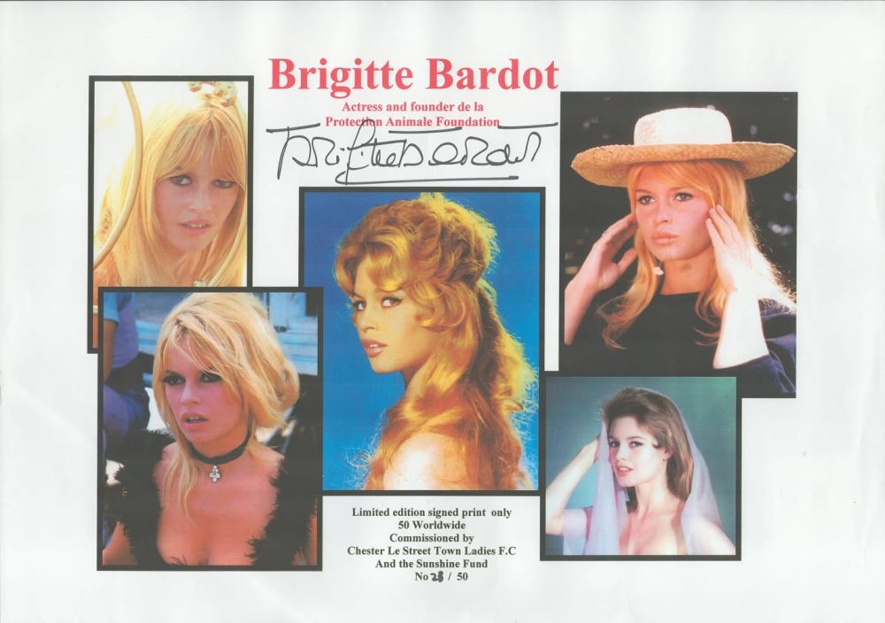 Lot 85: Brigitte Bardot Signed Limited Edition 28/50 Personalised 16x12...