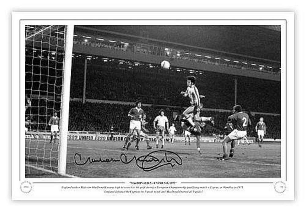 Lot 90: Former England Striker Malcolm MacDonald Signed 16x12 Black...