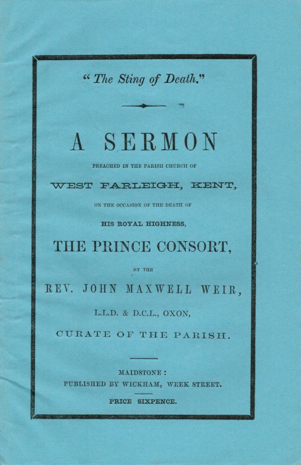 Lot 123: Copy of the sermon on the death of...