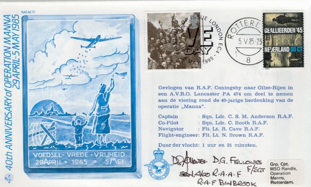 Lot 145: WW2 Flt Sgt Dave Fellowes Signed Operation Manna...