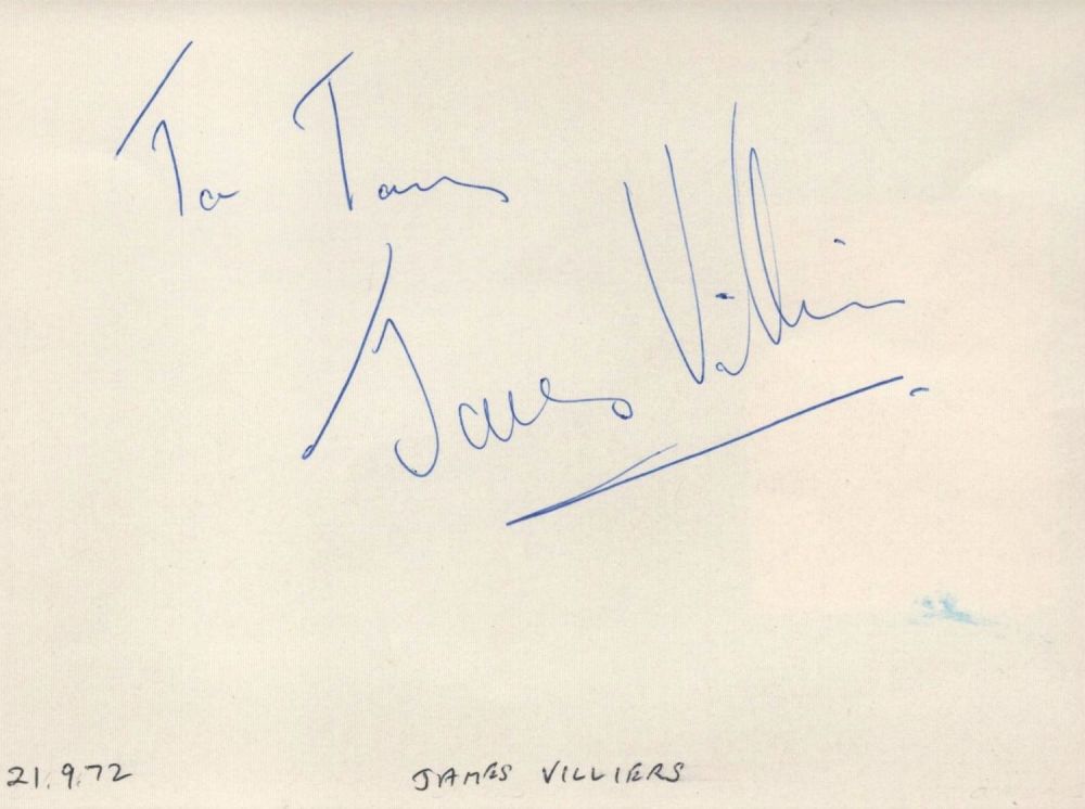Lot 148: James Villiers Signed 5x4 Autograph Page on 21....