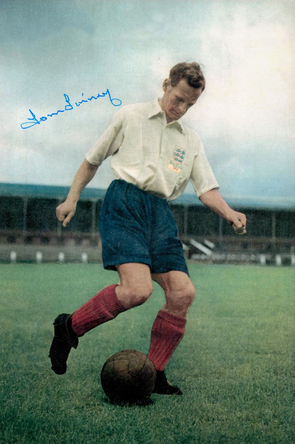 Lot 197: Tom Finney signed 12x8 colour photo. Sir Thomas...