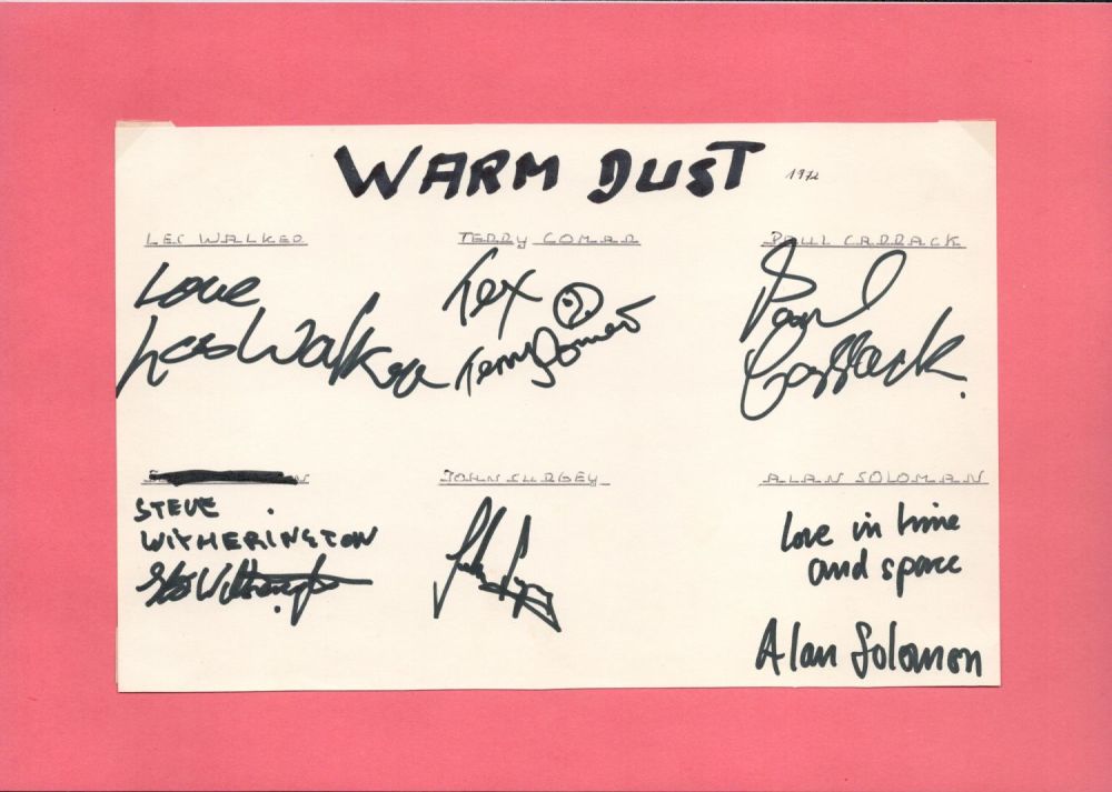 Lot 211: Music Warm Dust 12x8 overall multi signed signature...