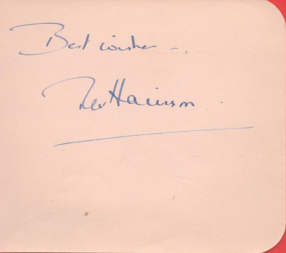 Lot 228: Rex Harrison signed 4x4 album page. Sir Reginald...