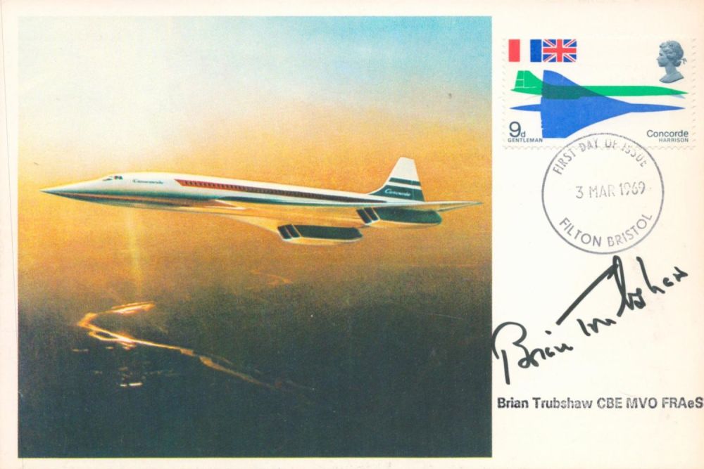 Lot 233: Concorde Brian Trubshaw signed 6x4 Concorde FDI PM...