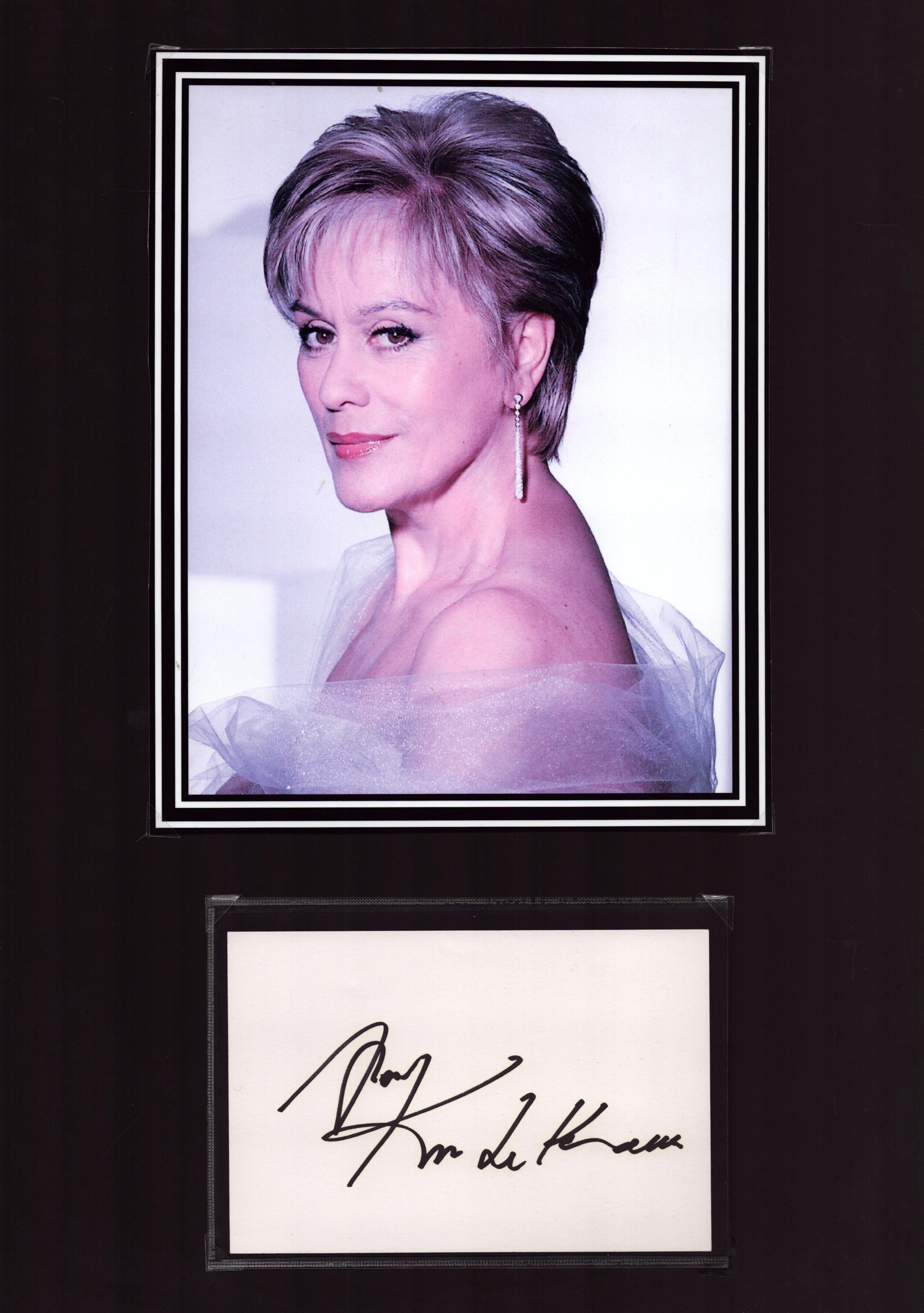 Kiri te Kanawa signed album page mounted below colour photo