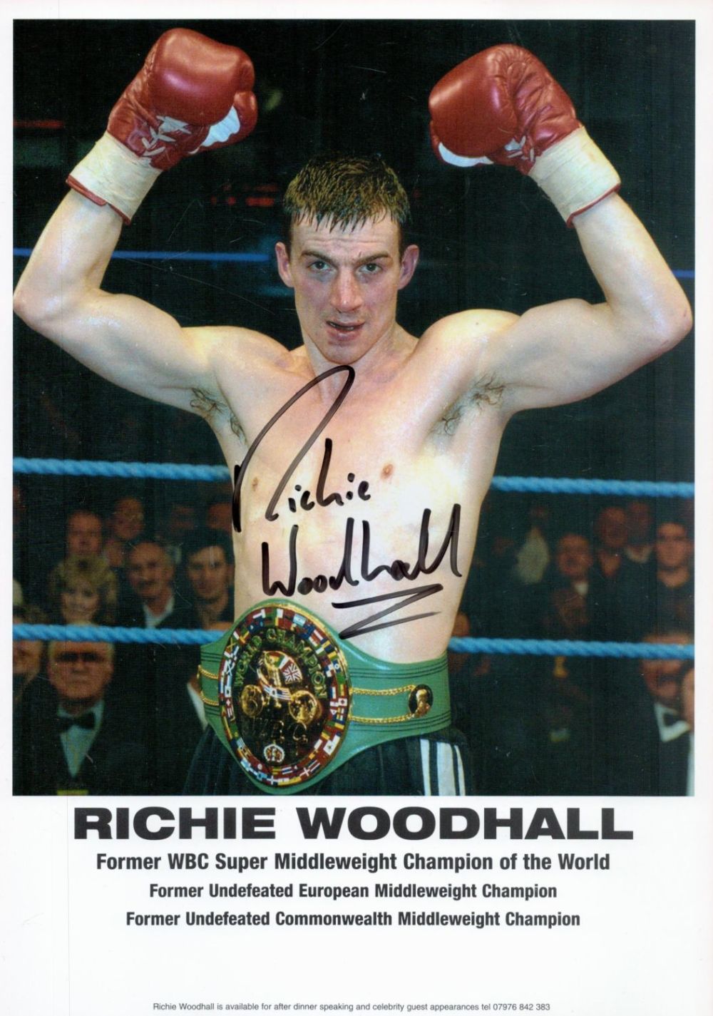 Lot 251: Boxing Richie Woodhall signed 12x8 colour photo. Good...