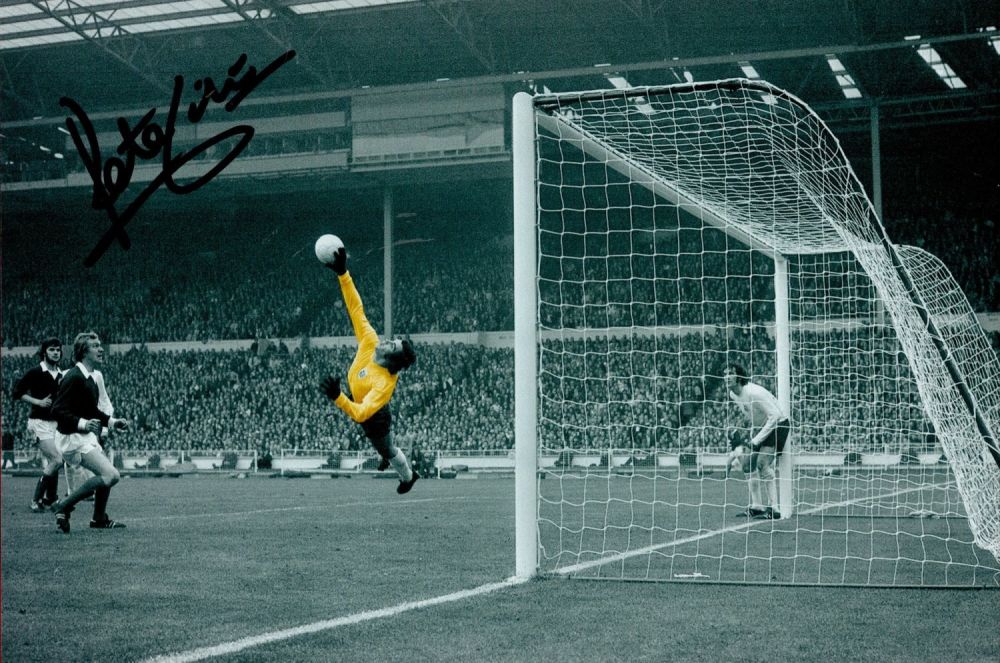 Lot 258: Peter Shilton signed 12x8 colourised photo pictured in...