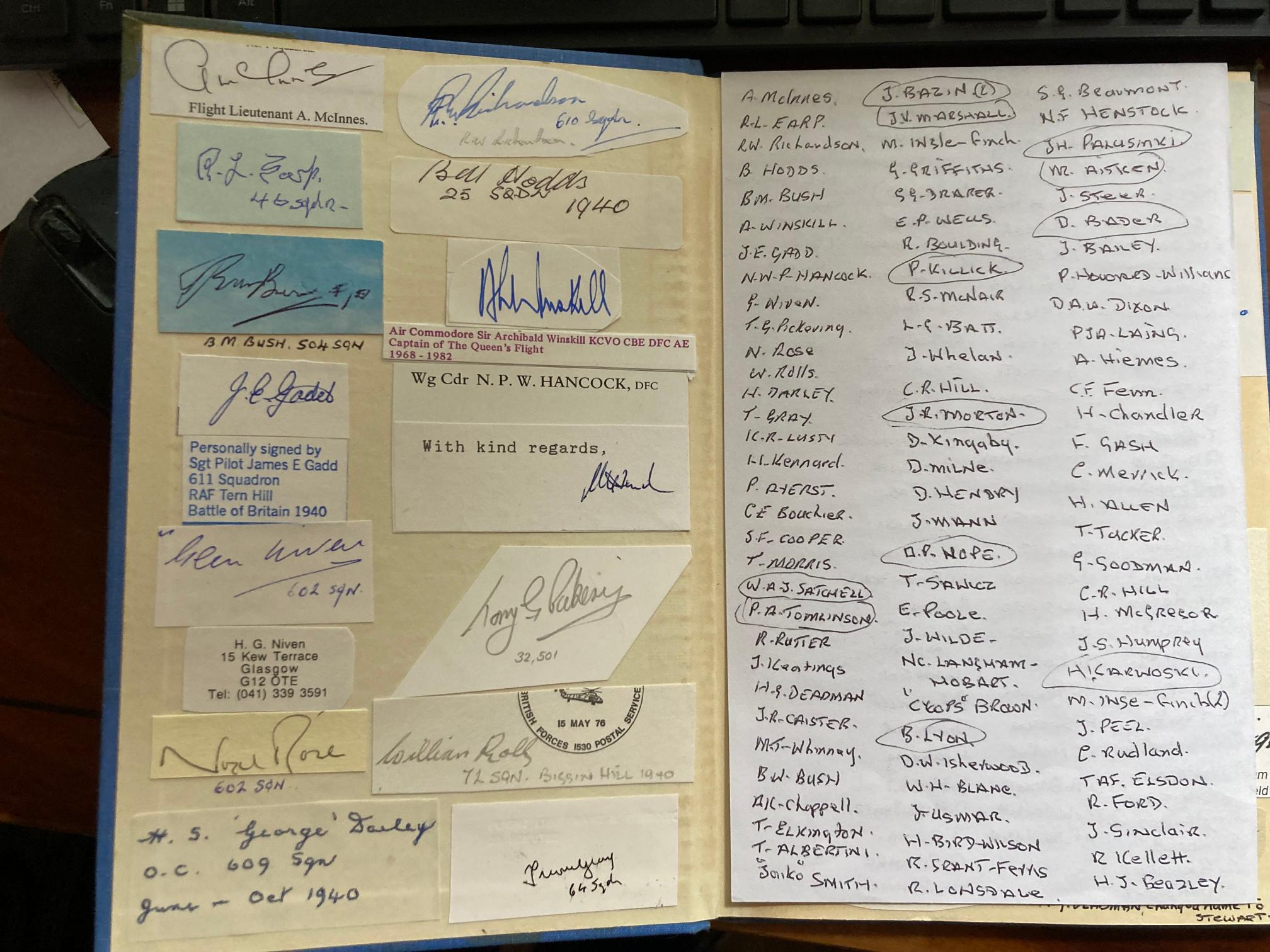 Battle of Britain book with over 180 autographs fixed to the pages and some