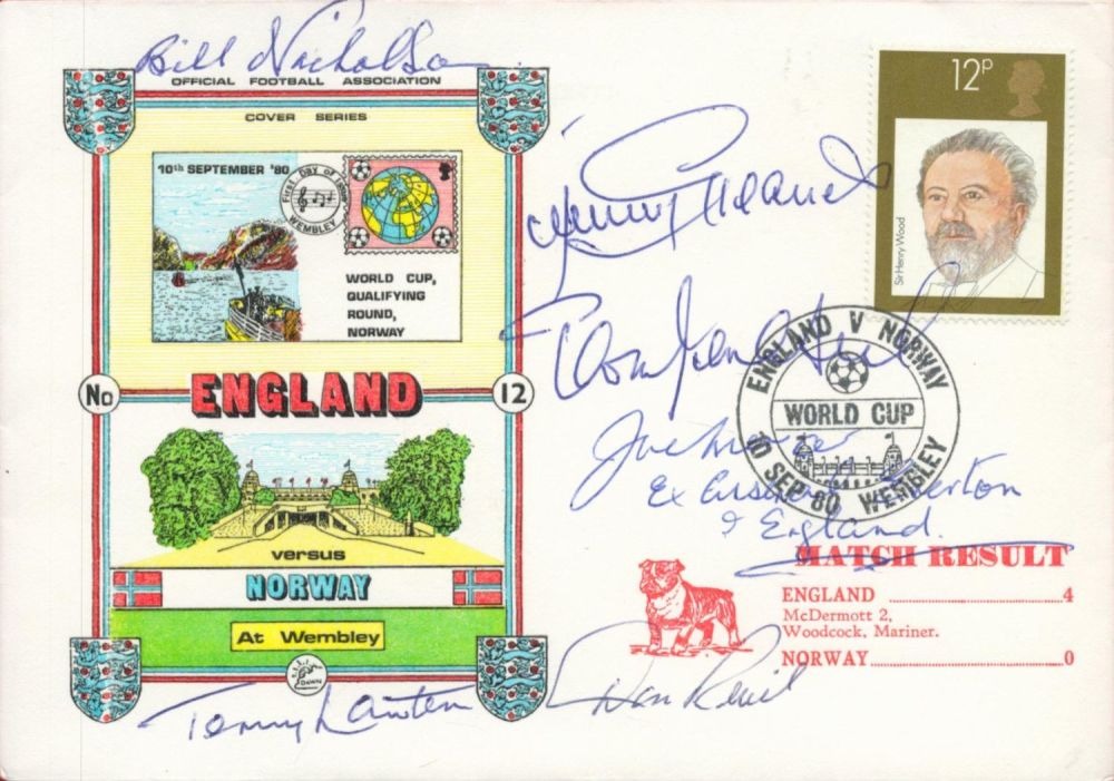 Lot 28: England v Norway multi signed FDC 6 fantastic...