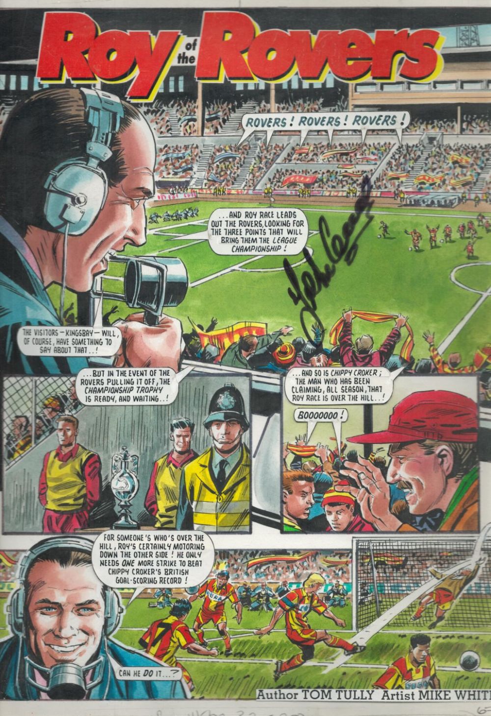 Lot 101: John Charles signed Roy of the Rovers 18x13...
