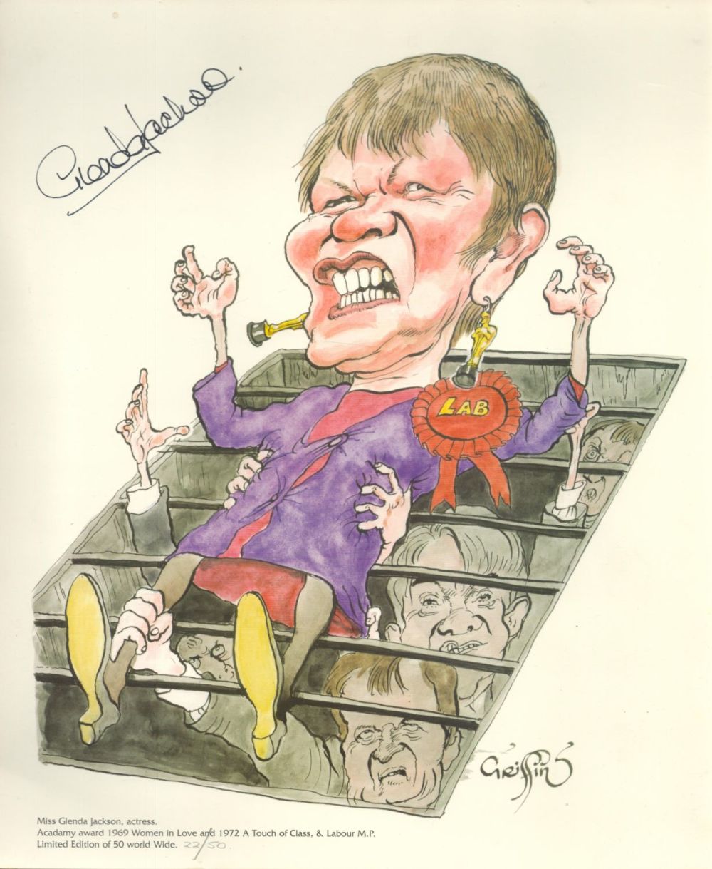 Lot 102: Glenda Jackson signed 14x12 limited edition caricature by...
