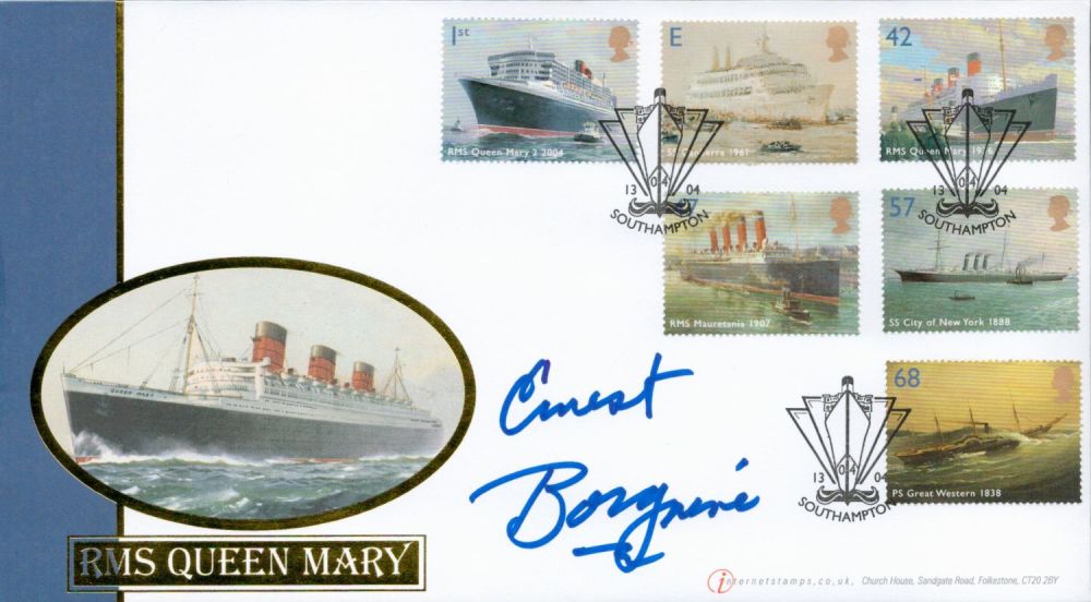 Lot 137: Ernest Borgnine actor signed 2004 RMS Queen Mary...