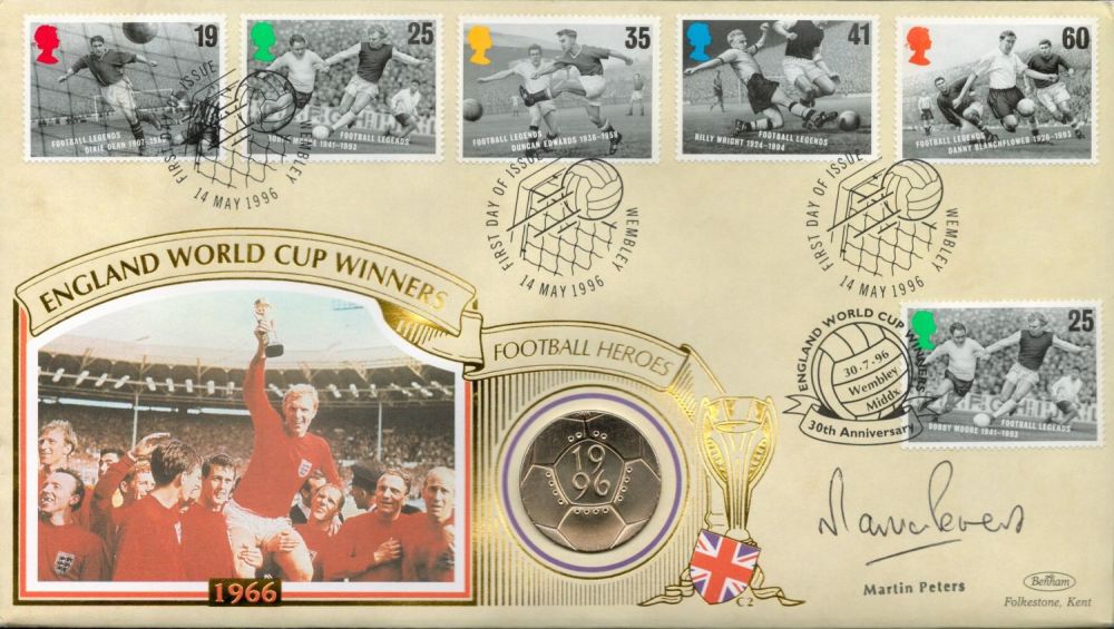 Lot 149: Football Martin Peters signed Benham 1996 Football Coin...