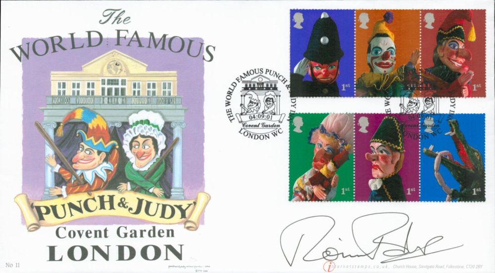 Lot 163: Ronnie Barker signed Internetstamps 2002 Punch and Judy...