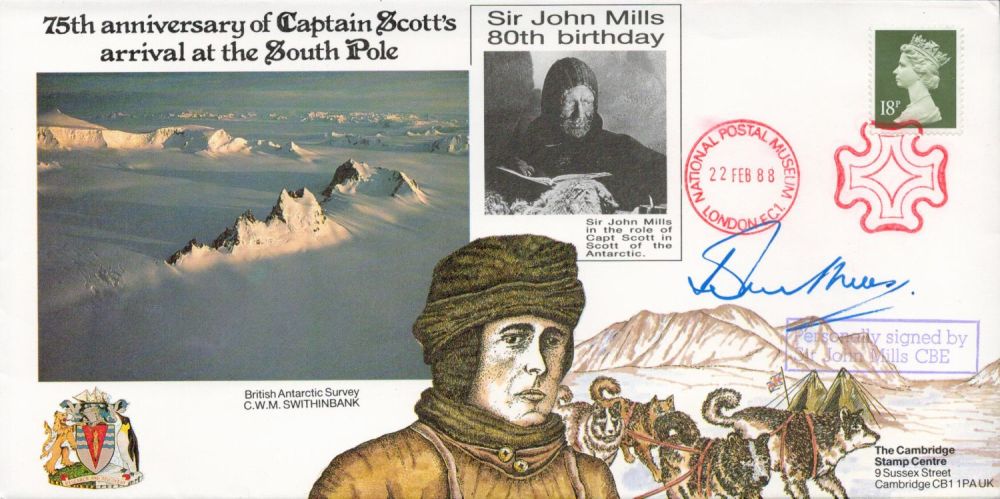 Lot 172: Sir John Mills signed 1988 Captain Scott 75th...