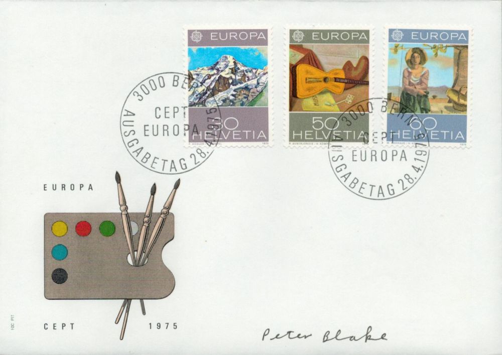 Lot 175: Peter Blake signed 1975 Europa Art FDC; Beatles...