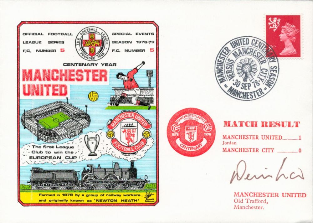 Lot 178: Denis Law signed 1978 Man Utd v Man...