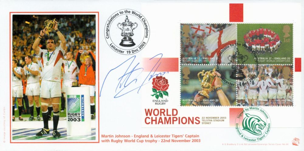 Lot 200: Rugby Martin Johnson signed 2003 A G Bradbury...