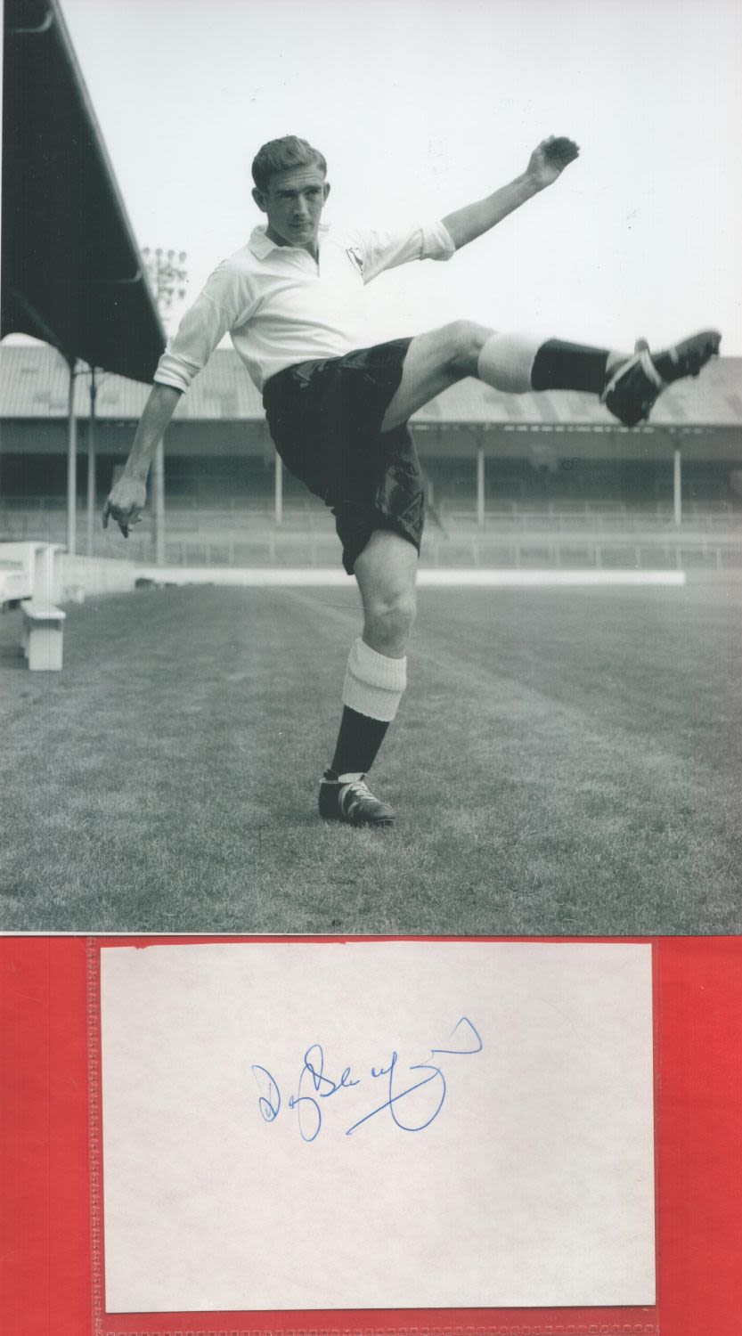 Lot 212: Danny Blanchflower signed 6x4 album page and two...