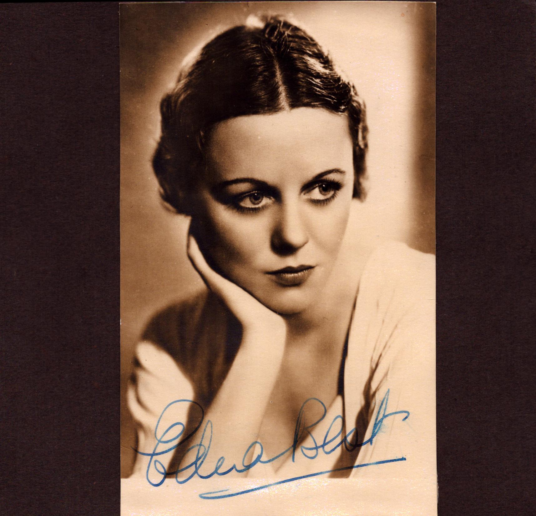 Edna best signed 6X4 vintage black and white photo stuck to card with George