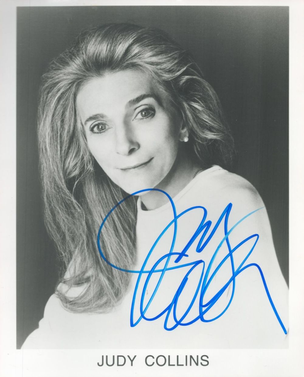 Lot 227: Judy Collins signed 10x8 black and white photo....