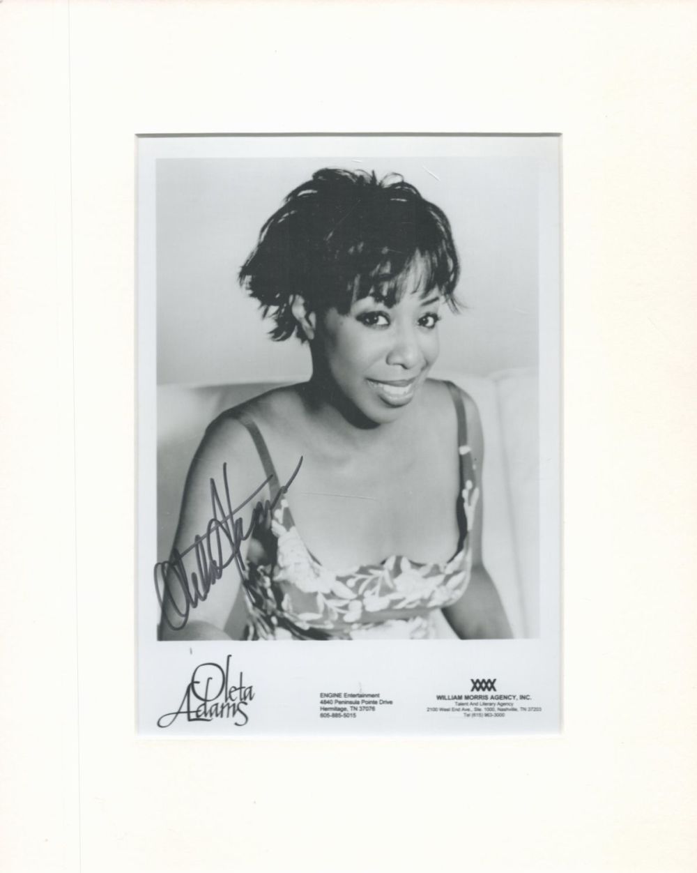 Lot 230: Oleta Adams signed 10x8 overall mounted black and...