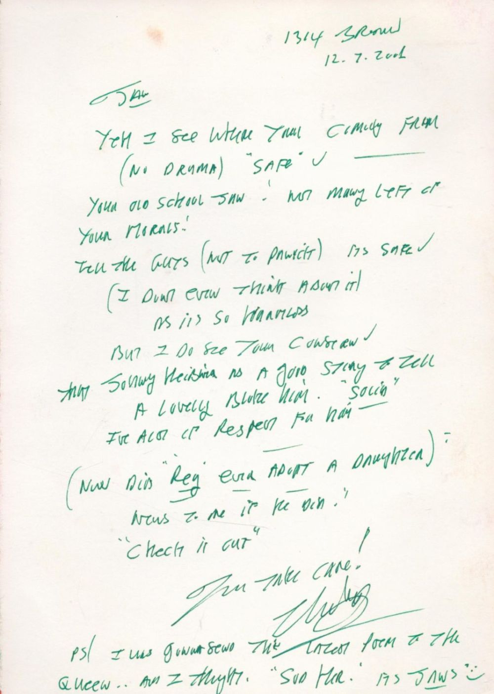 Lot 276: Charles Bronson signed als dated 12. 7. 2001...