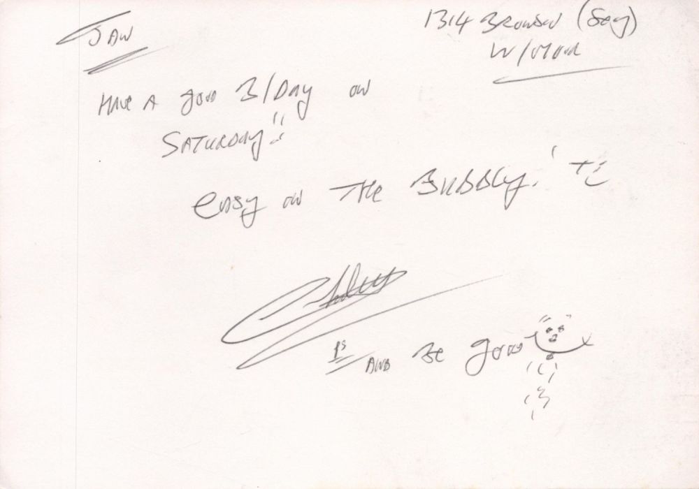 Lot 277: Charles Bronson signed illustration inscribed on the reverse...
