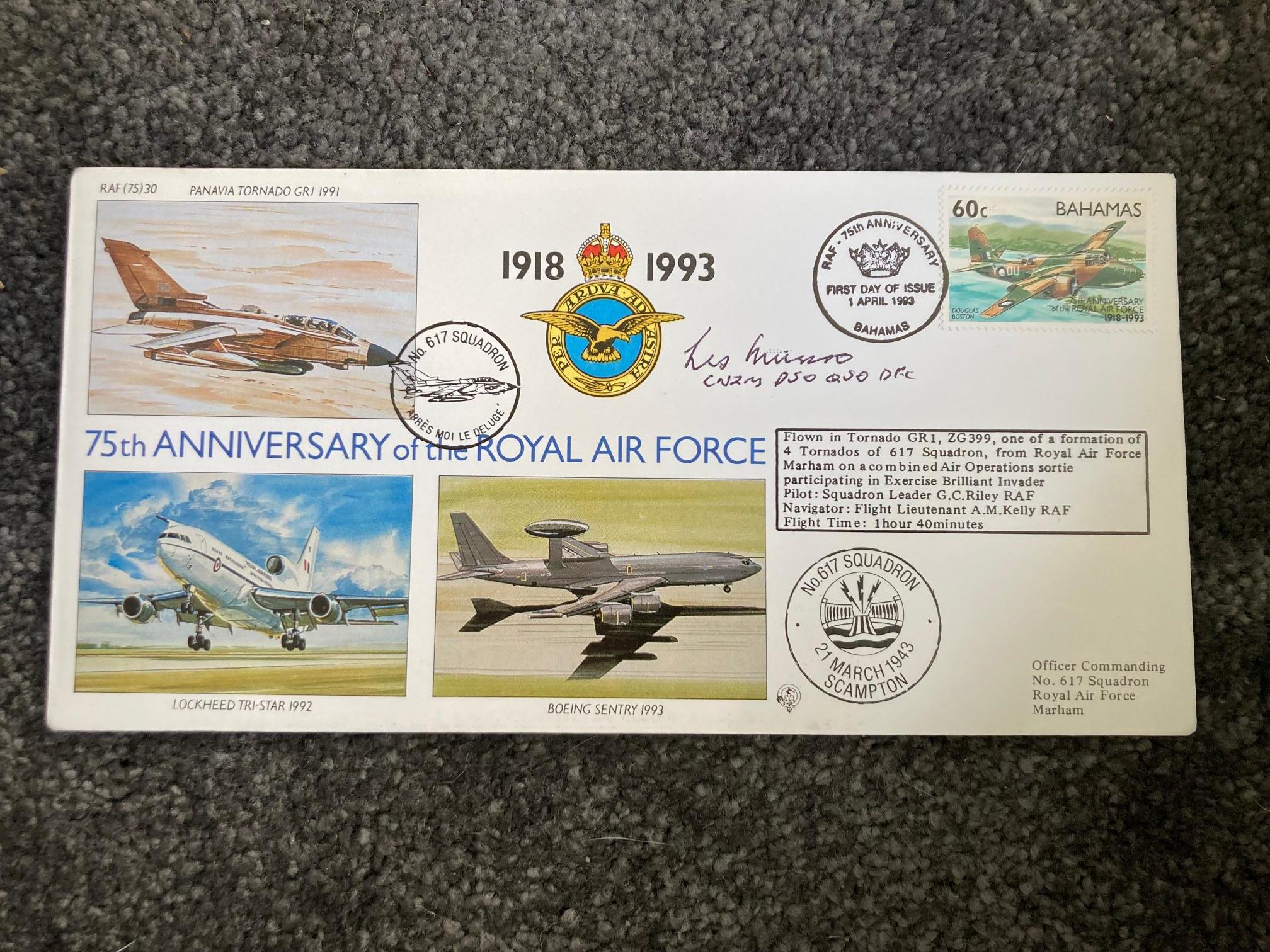 WW2 Dambuster Raid Les Munro DSO DFC signed 75th ann RAF cover, flown by 617 Sqn