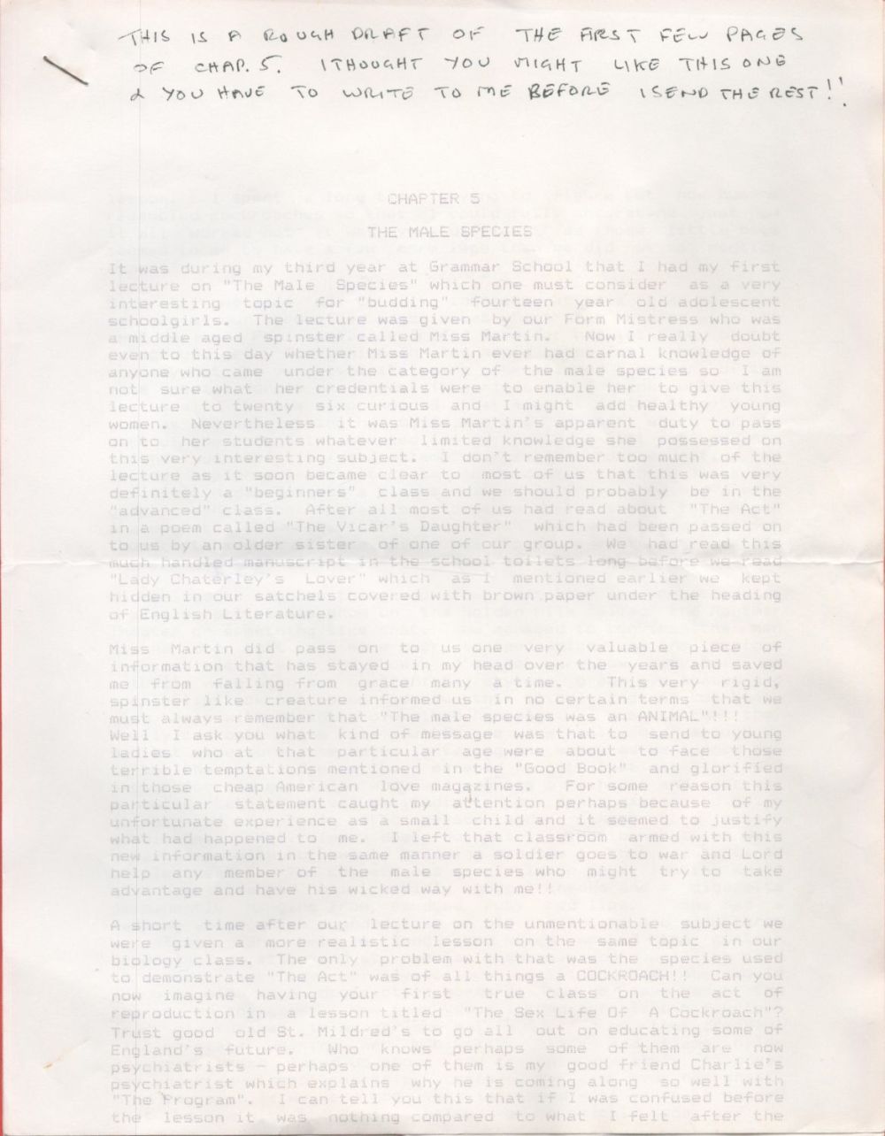 Lot 279: Fantastic Reggie Kray Typed Chapter 5 of a...