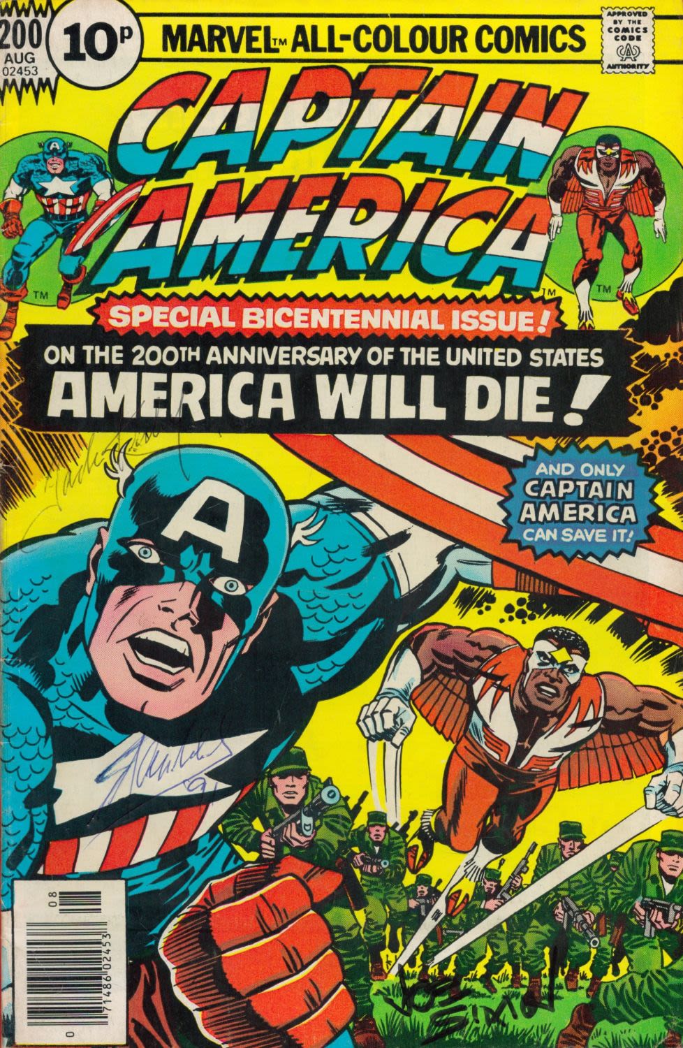 Lot 286: Captain America multi signed Marvel comic Special Bicentennial...