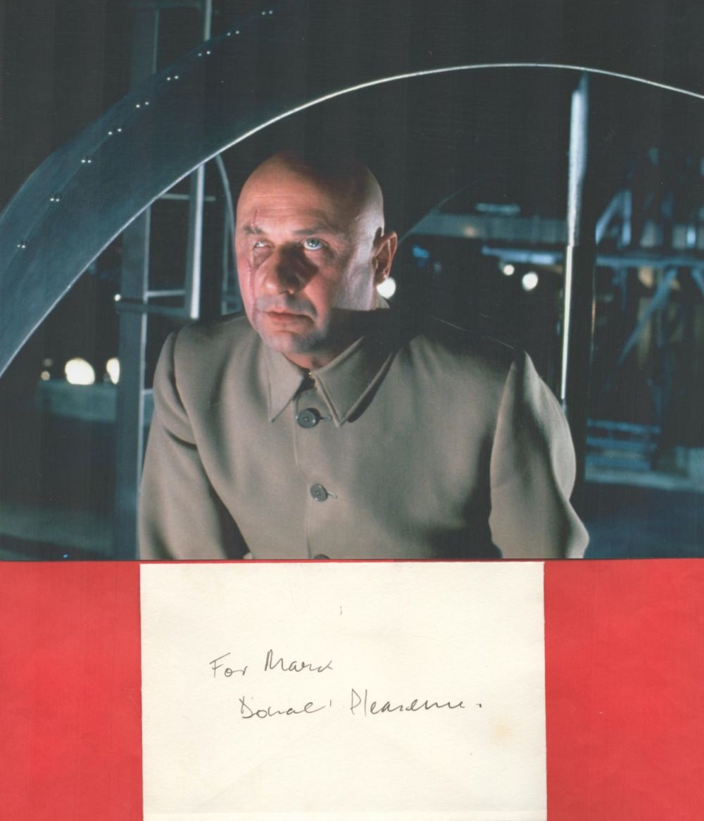 Lot 335: Donald Pleasence signed 6x4 envelope includes fantastic unsigned...