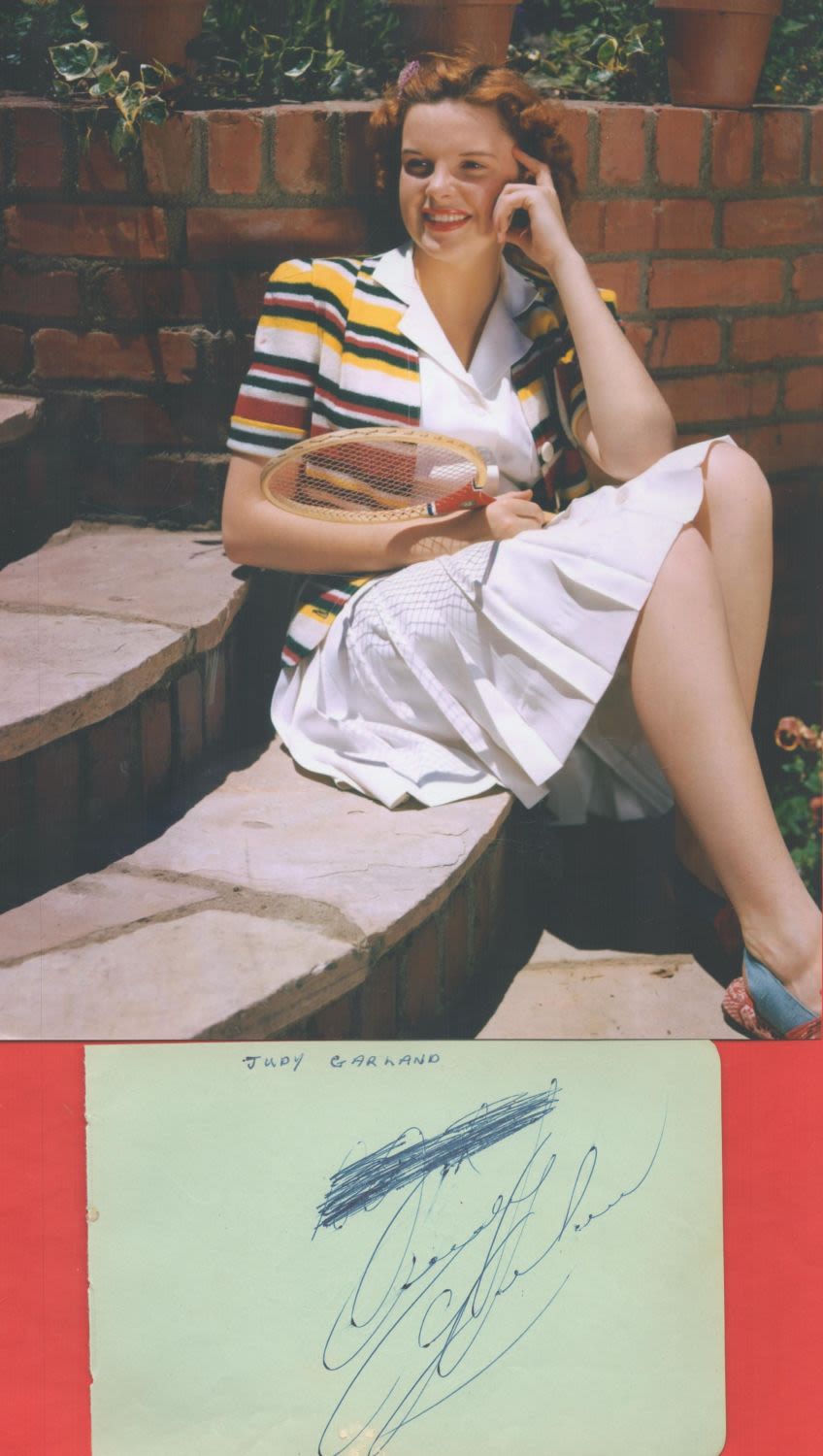 Lot 350: Judy Garland signed 6x4 album page comes with...