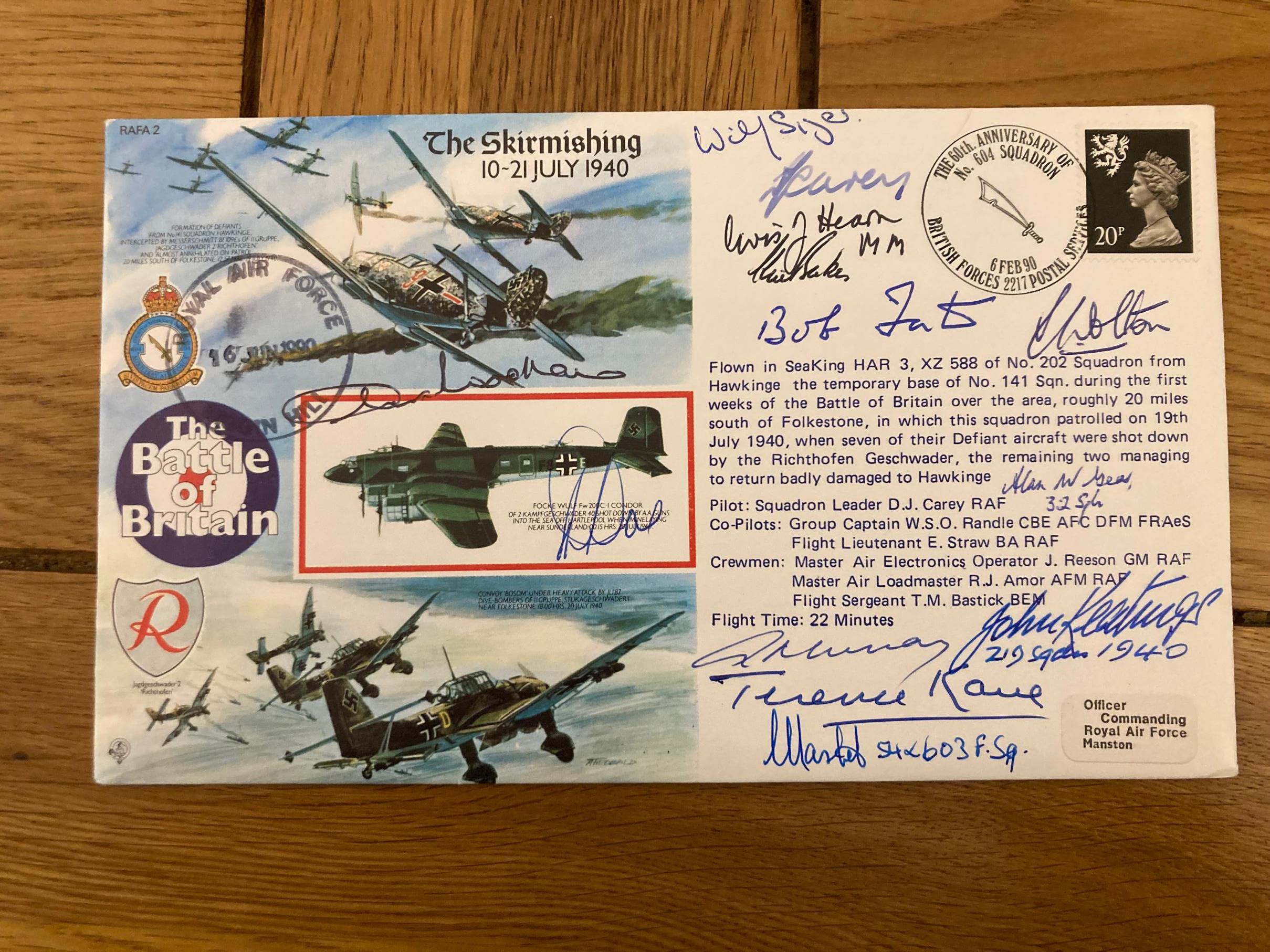 WW2 Battle of Britain Terence Kane multi signed RAFA2 50th ann BOB