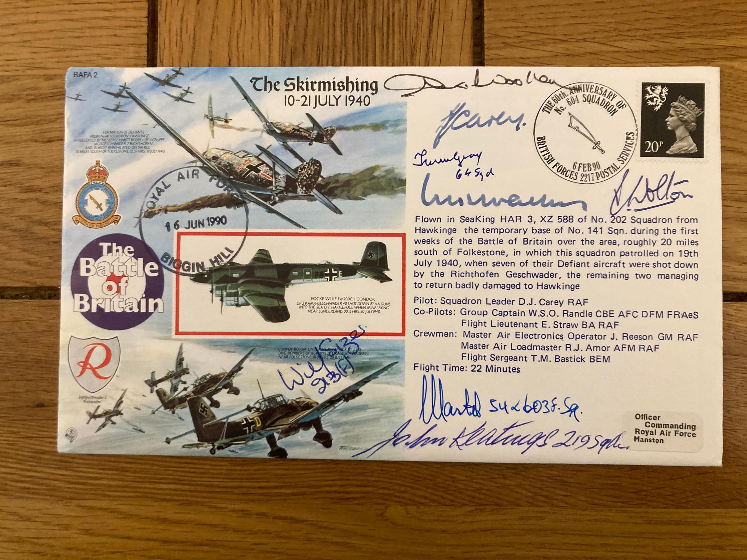 WW2 Battle of Britain William Walker multi signed RAFA2 50th ann BOB