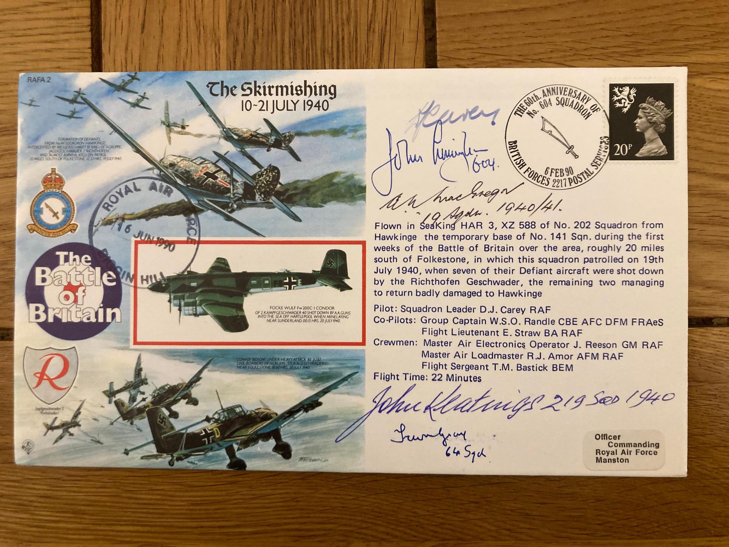 WW2 Battle of Britain A MacGregor 19 sqn signed RAFA2 50th ann BOB