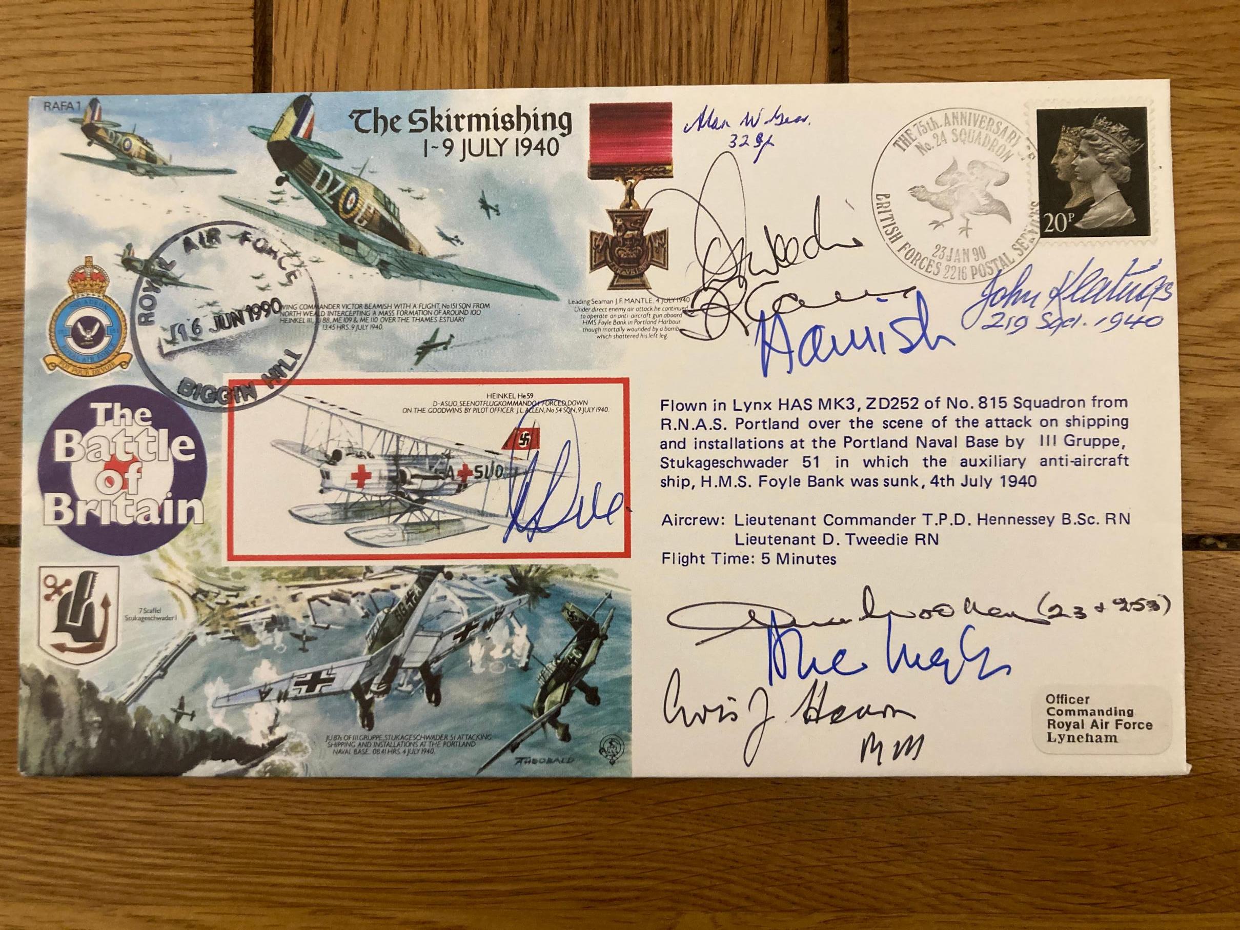 WW2 Battle of Britain Bob Doe sqn signed RAFA1 50th ann BOB The Skirmishing RAF