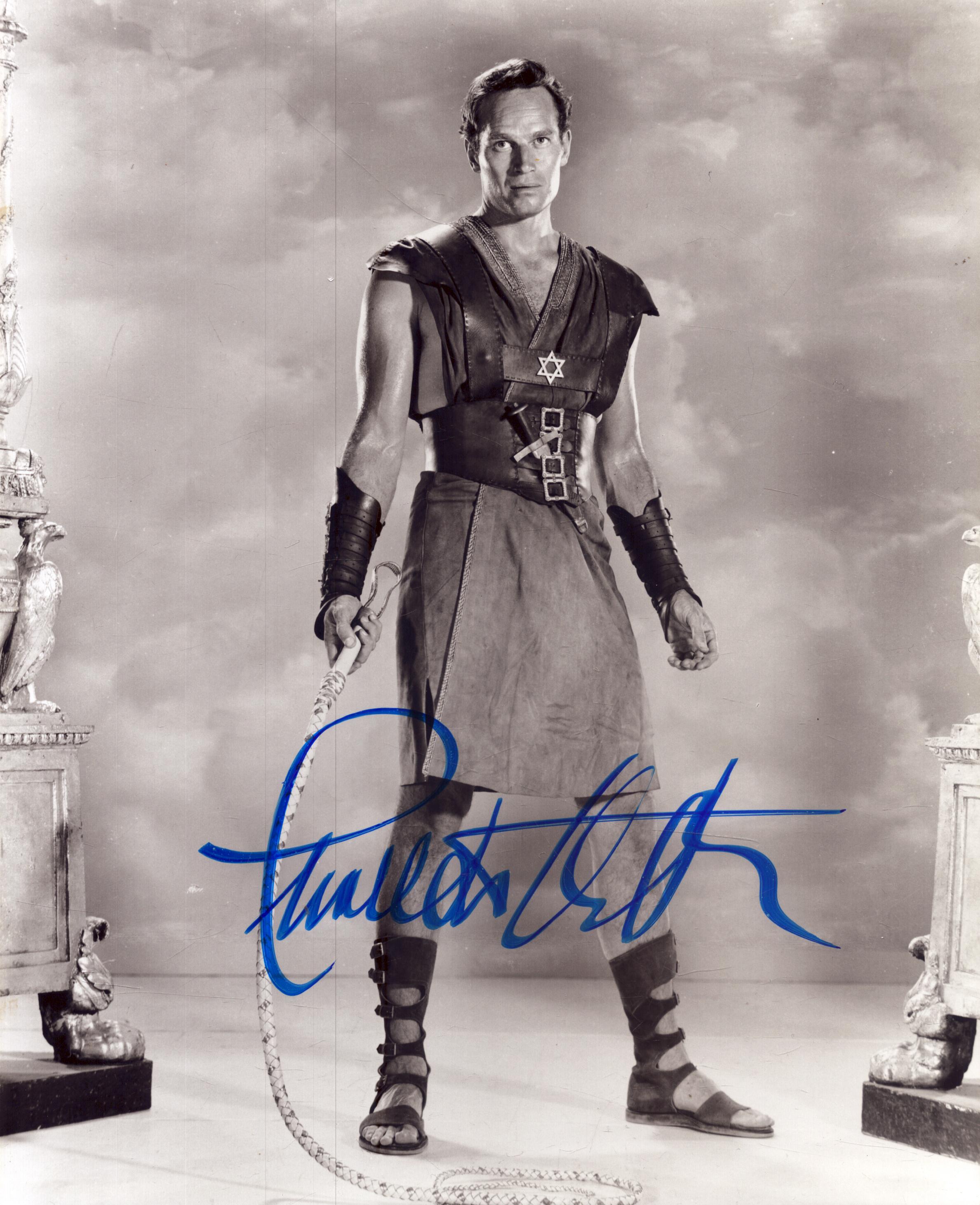 Charlton Heston signed 10X8 black and white photo from Ben Hur