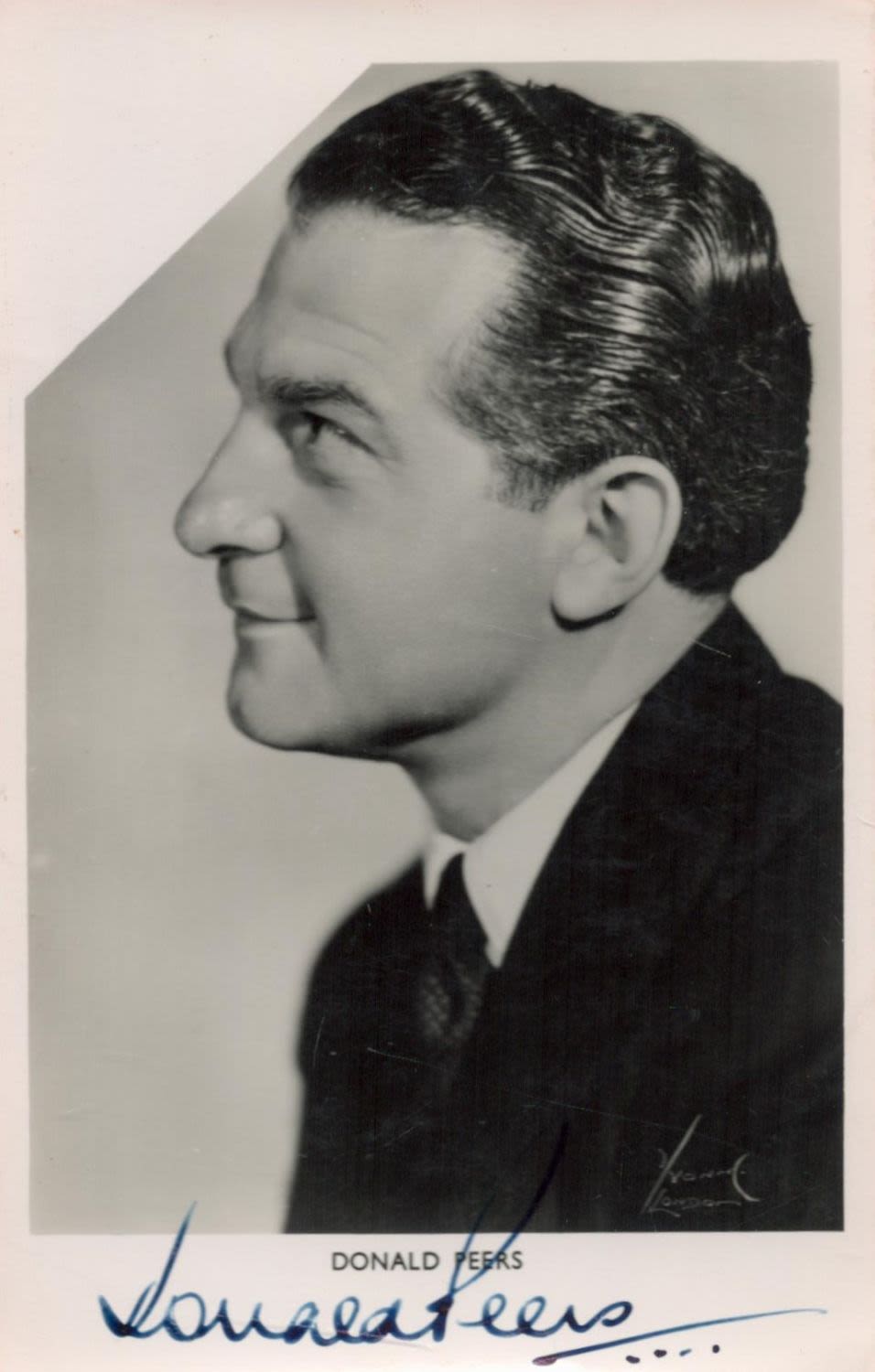 Lot 422: Donald Peers signed 6x4 black and white vintage...